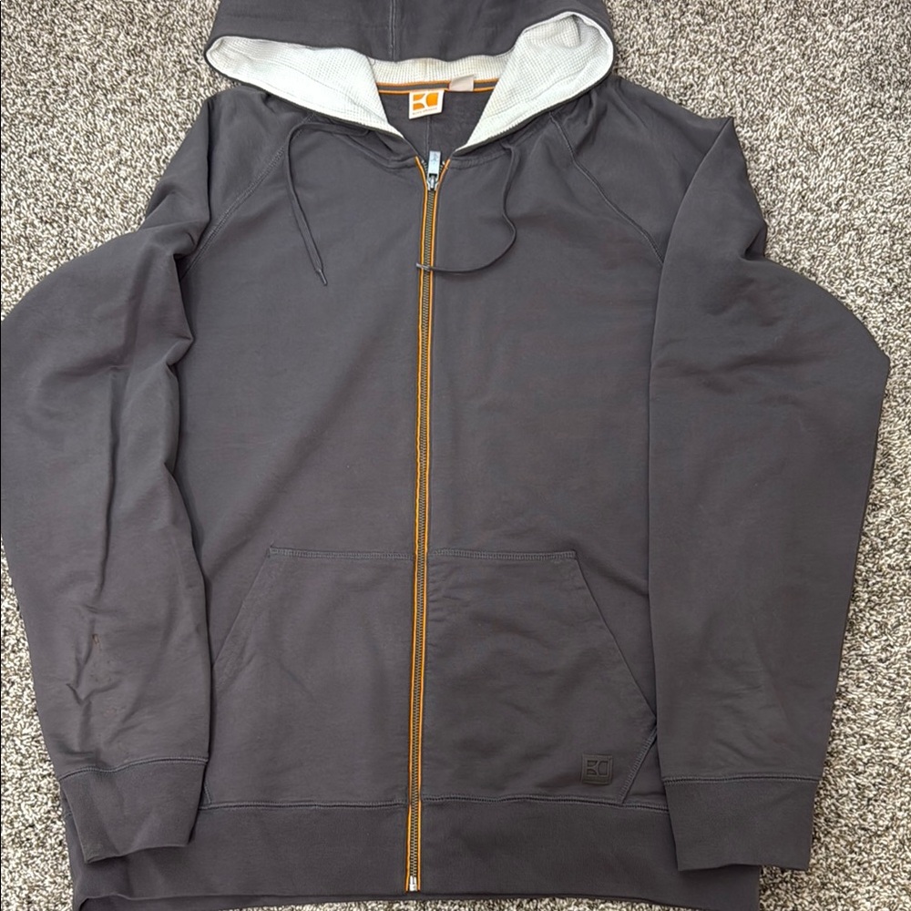 BOSS ORANGE Gray Zip-Up Sweater with Brass Zipper